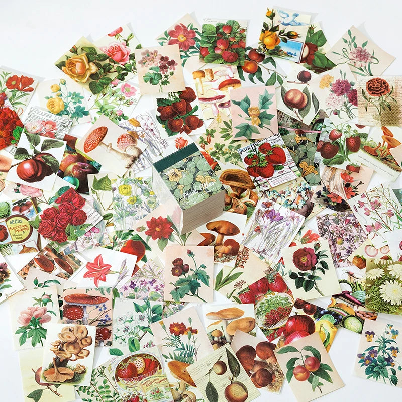 JIANQI 400 pcs Craft Vintage Scrapbooking Paper Kawaii Art Junk Journal Deco Sticker Natural Collection DIY Material Paper