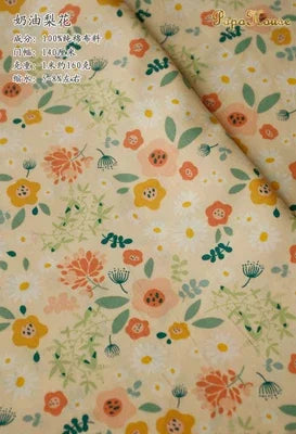 145x50cm Pastoral Floral Poplin Cotton Fabric DIY Children's Wear Cloth Make Bedding Quilt Decoration Home