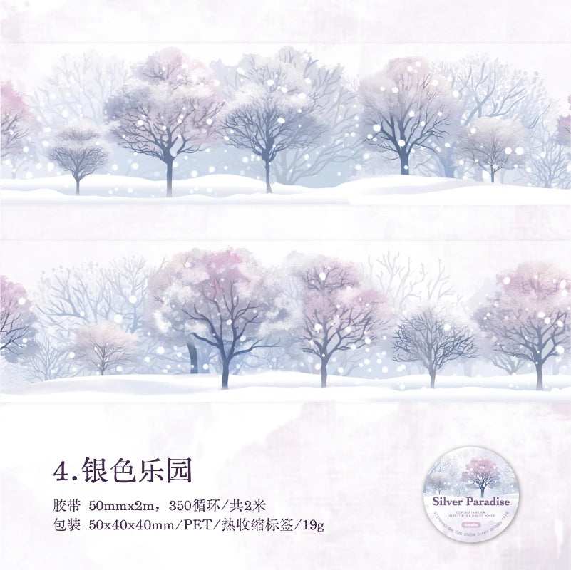 JIANQI 50mm*2m PET Winter snow scenery Tapes Decorative collage Adhesive Diy Scrapbooking hand made Masking tape Sticker
