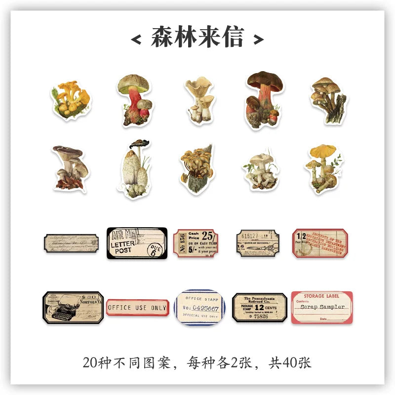 JIANQI 40pcs/pack Vintage Washi Paper Stickers Kit for DIY Scrapbooking Art Collage Album Creative Stationery Craft Stickers