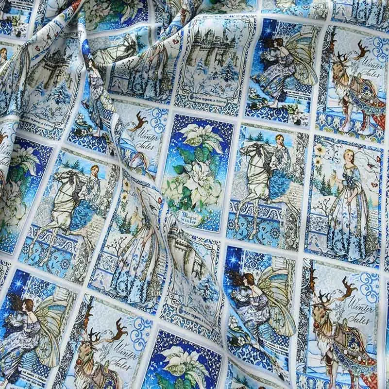 Newspaper Fabric Map Retro Vintage Digital Printed for Handmade DIY Sewing Accessories