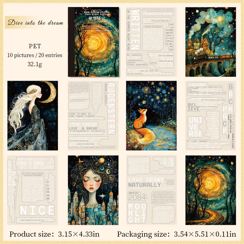 JIANQI 20 PCS Character Landscape PET Die cut Stickers book Decorative handmade Scrapbooking Material Diary Album Craft Supplies