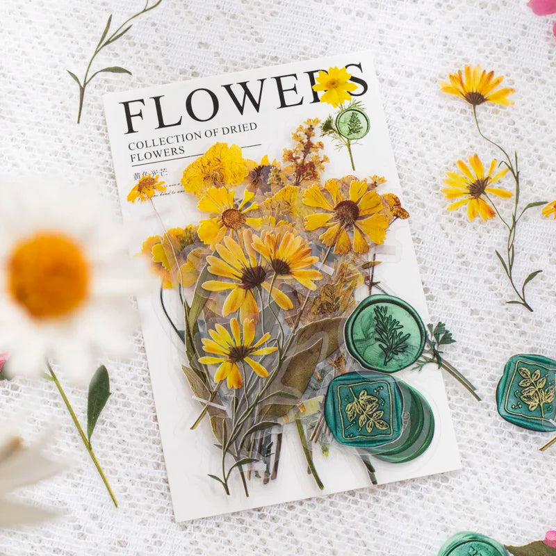 JIANQI 40pcs/pack Floral Stickers Kit Transparent PET Scrapbooking Materials DIY Junk Journal Aesthetics Sticker Stationary