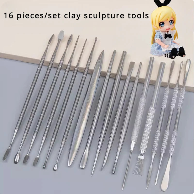 6-16 Pieces/set of Ultra Light Clay Doll Face Fine Sculpture Tools DIY Polymer Clay Animation Cartoon Character Sculpting Tools