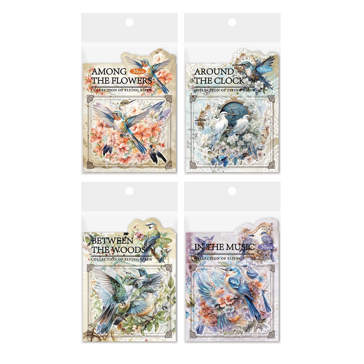 JIANQI 30pcs/pack PET Bird Theme Stickers DIY Scrapbooking Art Collage Photo Album Planner Decor Materials Sticker Stationery