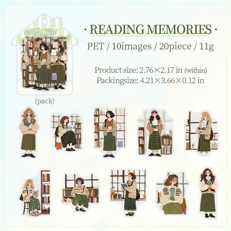 JIANQI 20pcs Girl's life Stickers Aesthetic Landscape Decorative Scrapbooking Diary Album Collage material junk journal supplies