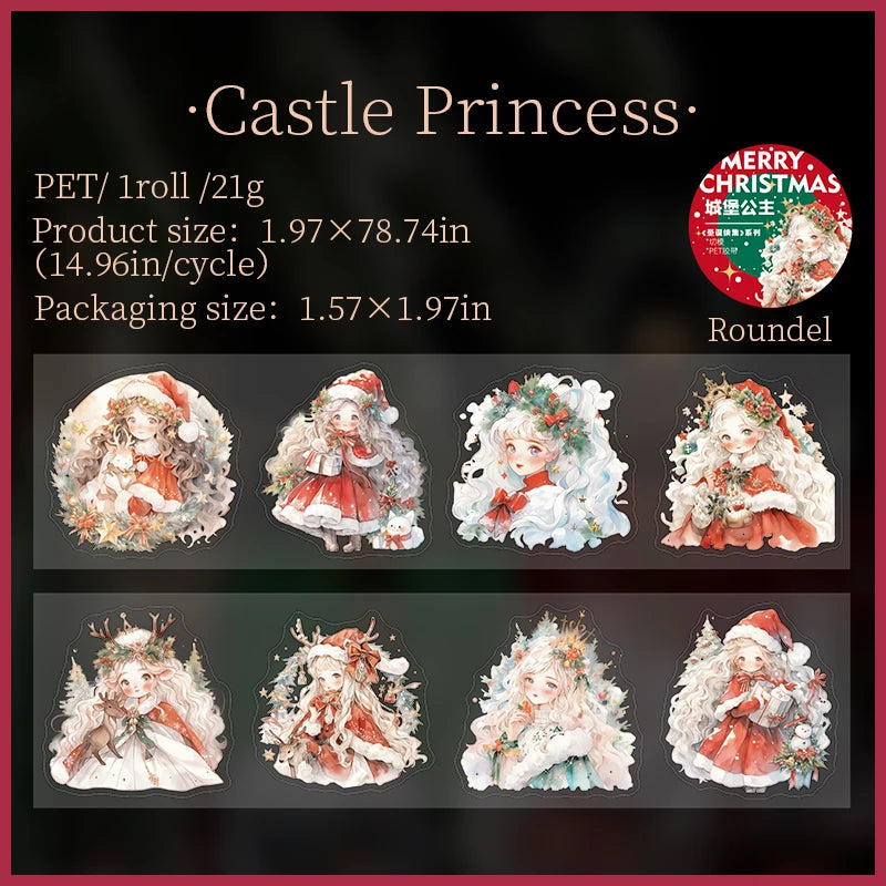 JIANQI 50mm*2m Transparent PET Christmas Tapes DIY Scrapbooking Decor Photo Album Collage Journalling Materials Stickers