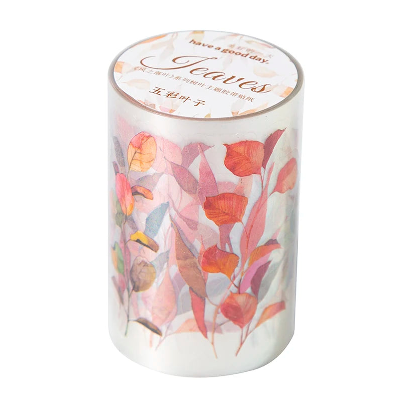 JIANQI 60mm*2m 1 roll PET Leaf tape Stickers aesthetic Decorative Stick Labels hand made DIY hand made Masking tape