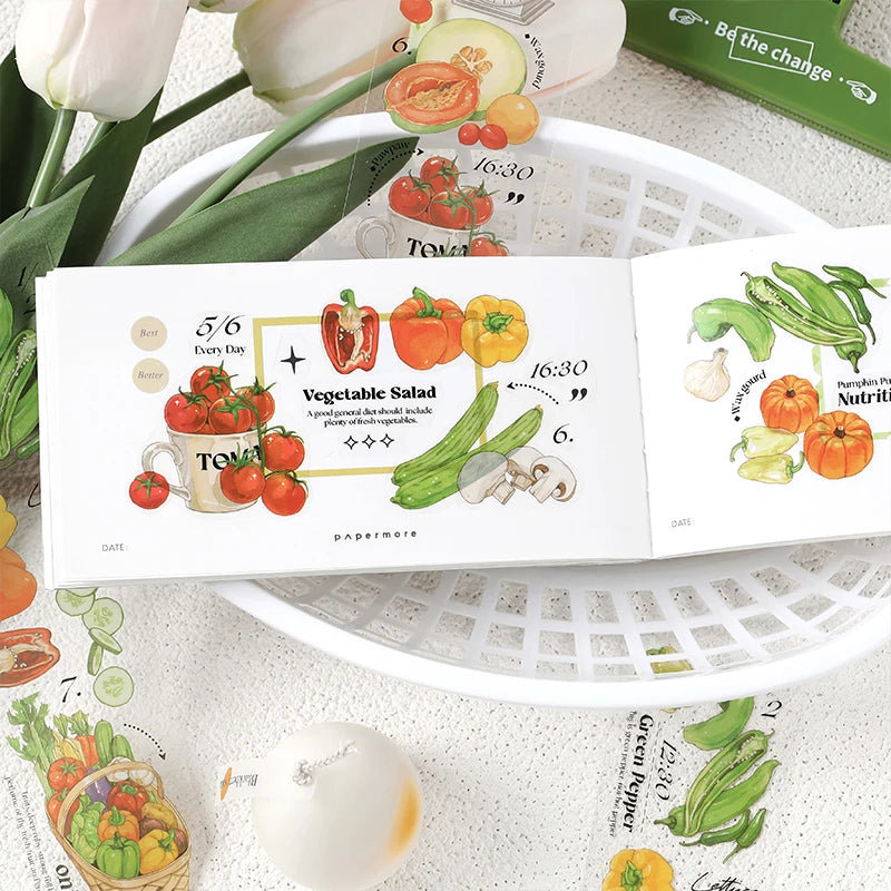 JIANQI 6 pcs/lot vegetable Stickers aesthetic Decorative Stick Labels journaling Album Scrapbooking Collage material