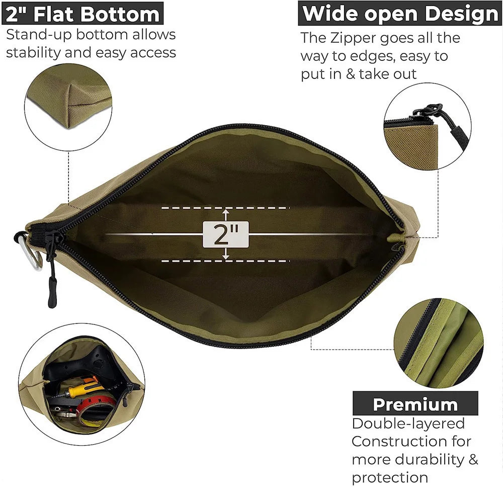 Waterproof Tool Bag Zipper Pouch Multi-Function Bag Wear-Resistant Tool Organizers for Camping Woodworking Electrician Gardening
