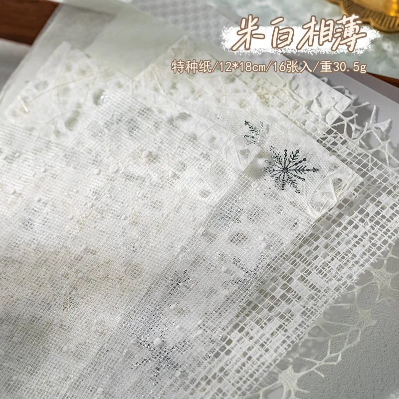 16pcs Vintage Mixed materials Lace paper Scrapbook Materials DIY Photo Album Collage Journal Creative Stationery Material paper