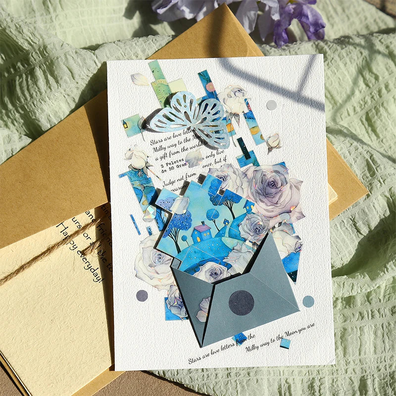 JIANQI 10 Pcs PET Transparent Stickers Decorative Decals For Scrapbooking Sticker Pack Labels Junk Journal Supplies stationery