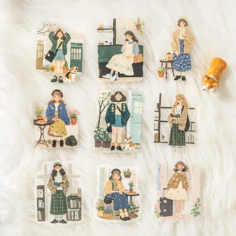 JIANQI 20pcs Girl's life Stickers Aesthetic Landscape Decorative Scrapbooking Diary Album Collage material junk journal supplies
