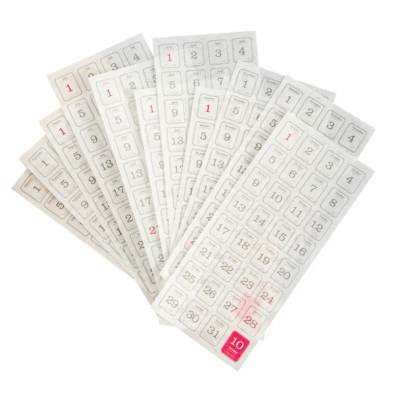 JIANQI Calendar Sticker 365 day date Stick Labels Decorative Scrapbooking Diary Album Planner hand made Collage material