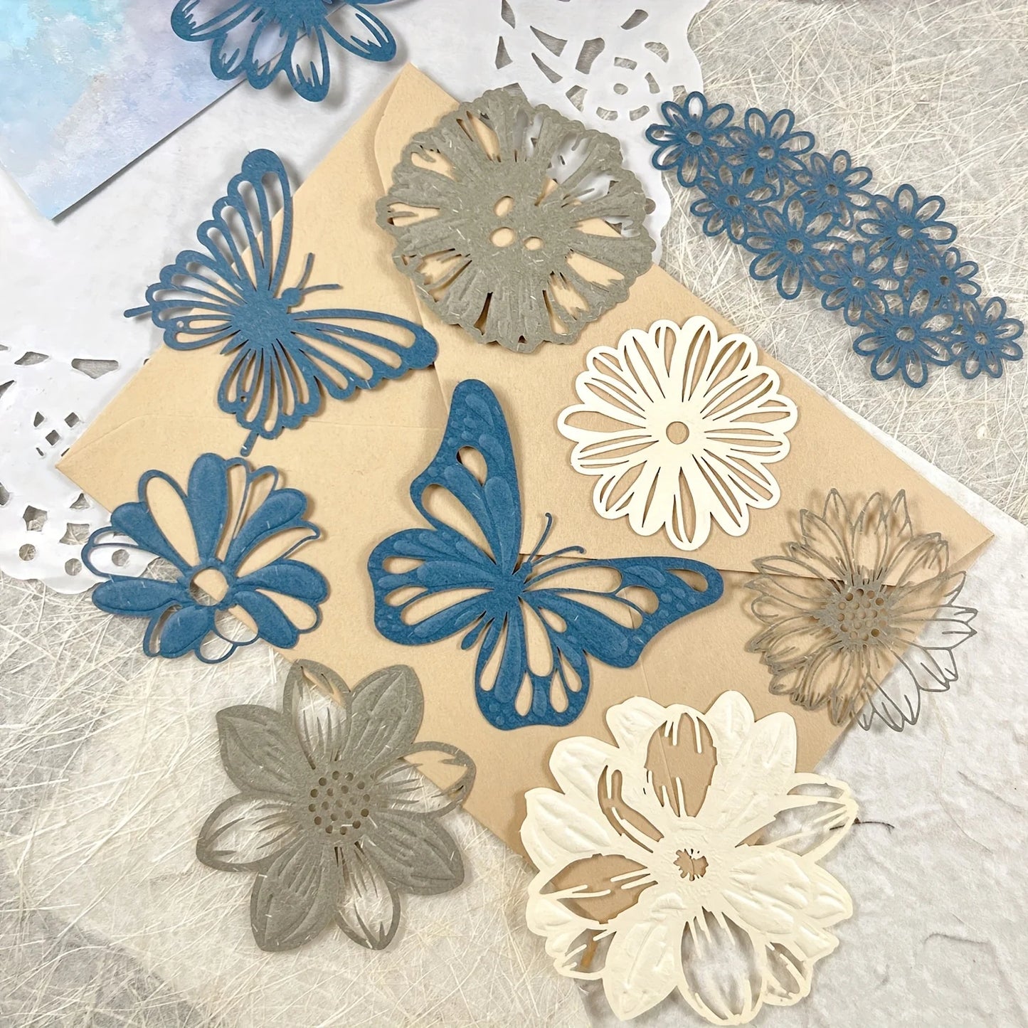 10 pcs Hollow out Butterfly Lace Flower Retro Hand Account DIY Material Decorative Diary Junk Journal Supplies Scrapbooking