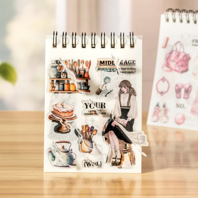 JIANQI 20pcs Career Girls series PET+Washi dual material die-cutting sticker book DIY scrapbook background decoration stickers