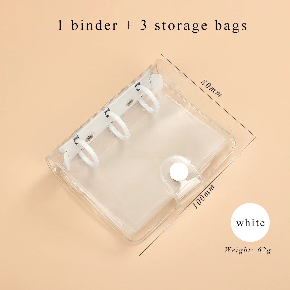 JIANWU Cute Mini 3 Ring Loose-leaf Book Transparent Portable Student Journal Binder Notebook Kawaii Stationery School Supplies