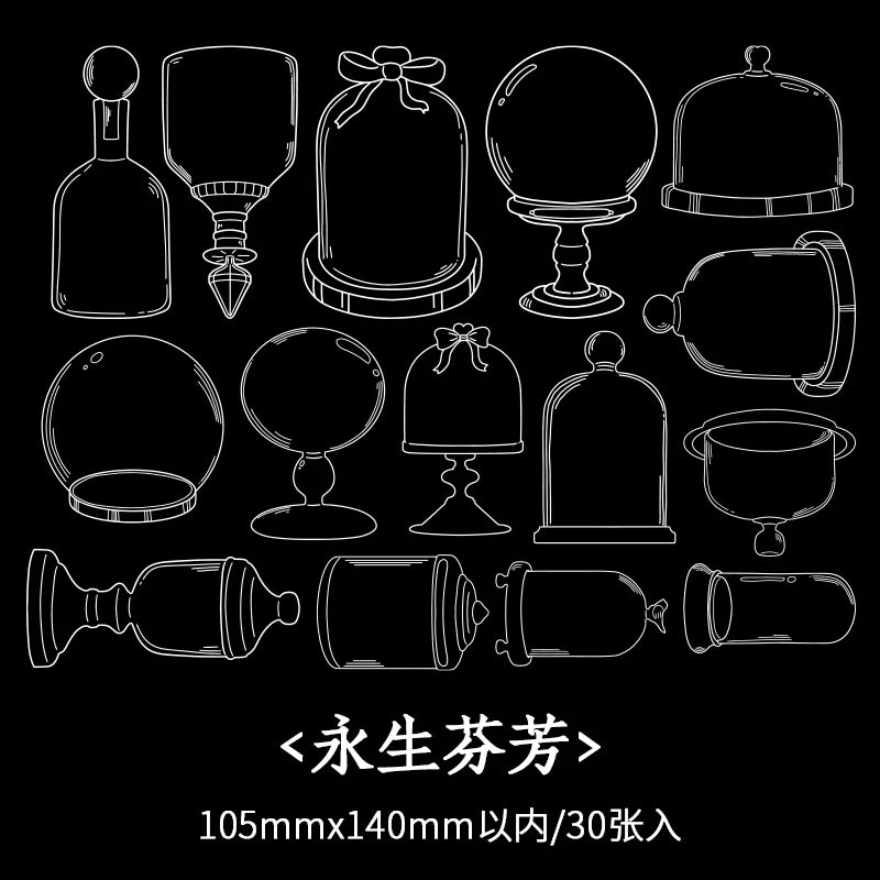 JIANQI 30 sheets Glass Bottle Shape Sticker Scrapbooking Art DIY Crafts Transparent Dried Flower Bookmarks Decor scrapbooking