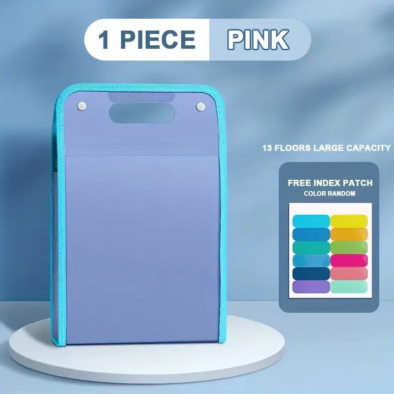 1pc Portable File Storage Bag, Large Capacity 13-Tier Vertical File Bag,Document Storage Organizer, Home School Office Supplies
