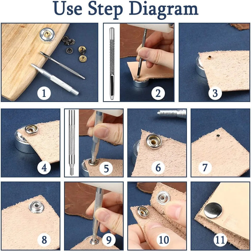 120 Set 12.5mm Metal Button Snaps Set Press Studs with Installation Tools Leather Snaps Fasteners Kit 4 Colors