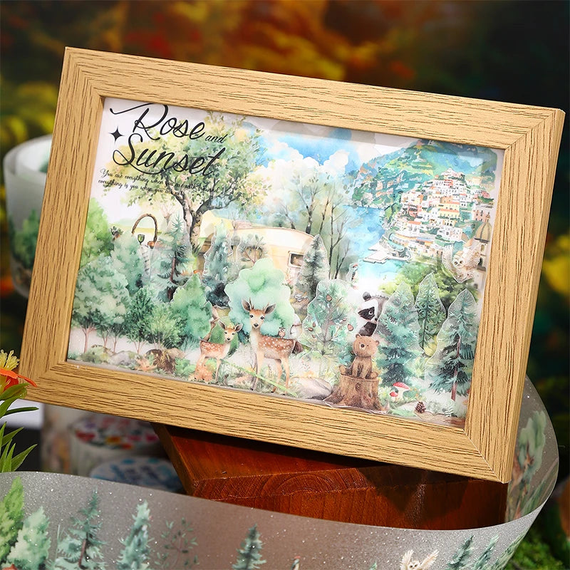 JIANQI 50mm*2m Animal World landscape Tapes DIY Scrapbooking Decor Photo Album Collage Journalling Materials Stickers
