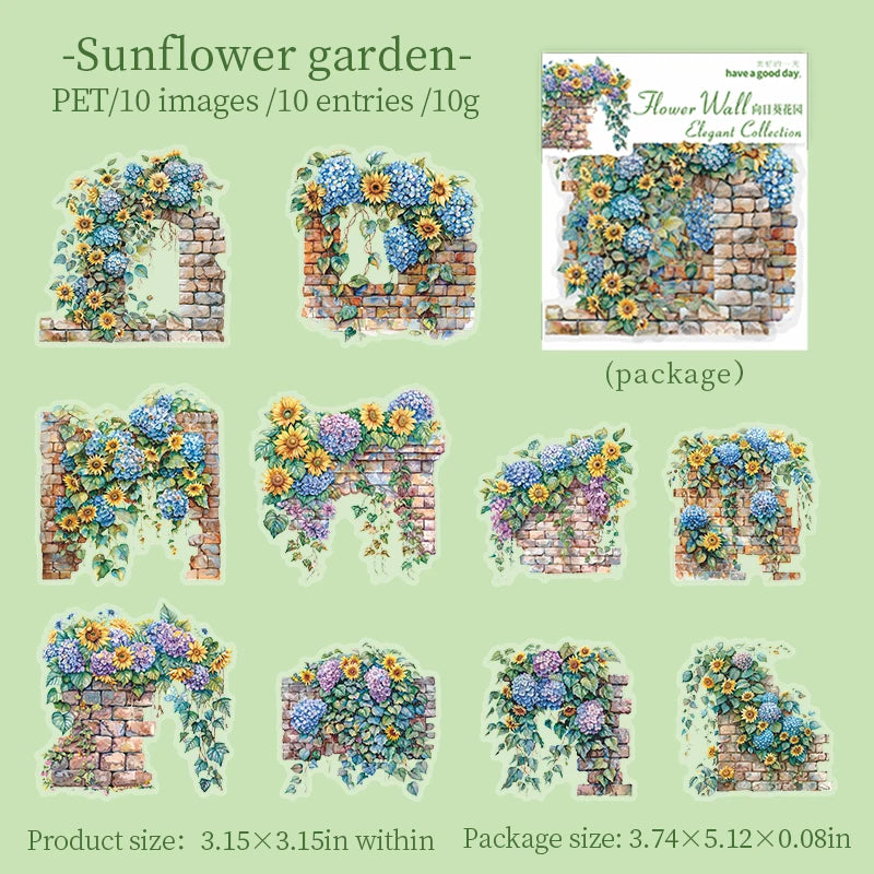 10pcs PET vine wall Landscape scenery Theme Stickers DIY Scrapbooking Supplies Collage Junk Journal Aesthetic Decor Stickers