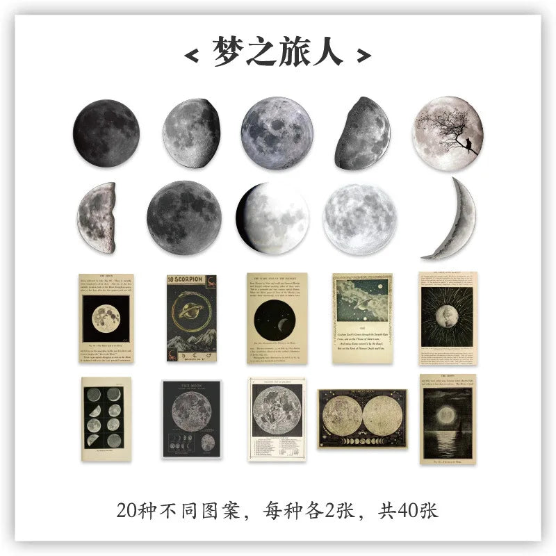 JIANQI 40pcs/pack Vintage Washi Paper Stickers Kit for DIY Scrapbooking Art Collage Album Creative Stationery Craft Stickers