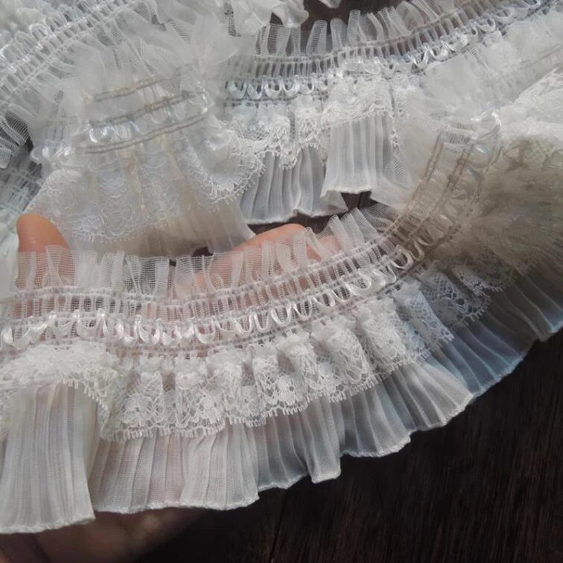 1 Yard Embroidery Elastic Lace Clothing Lace Fabric Lace Layer Materials Vintage Dress Lace Accessories 7.5CM