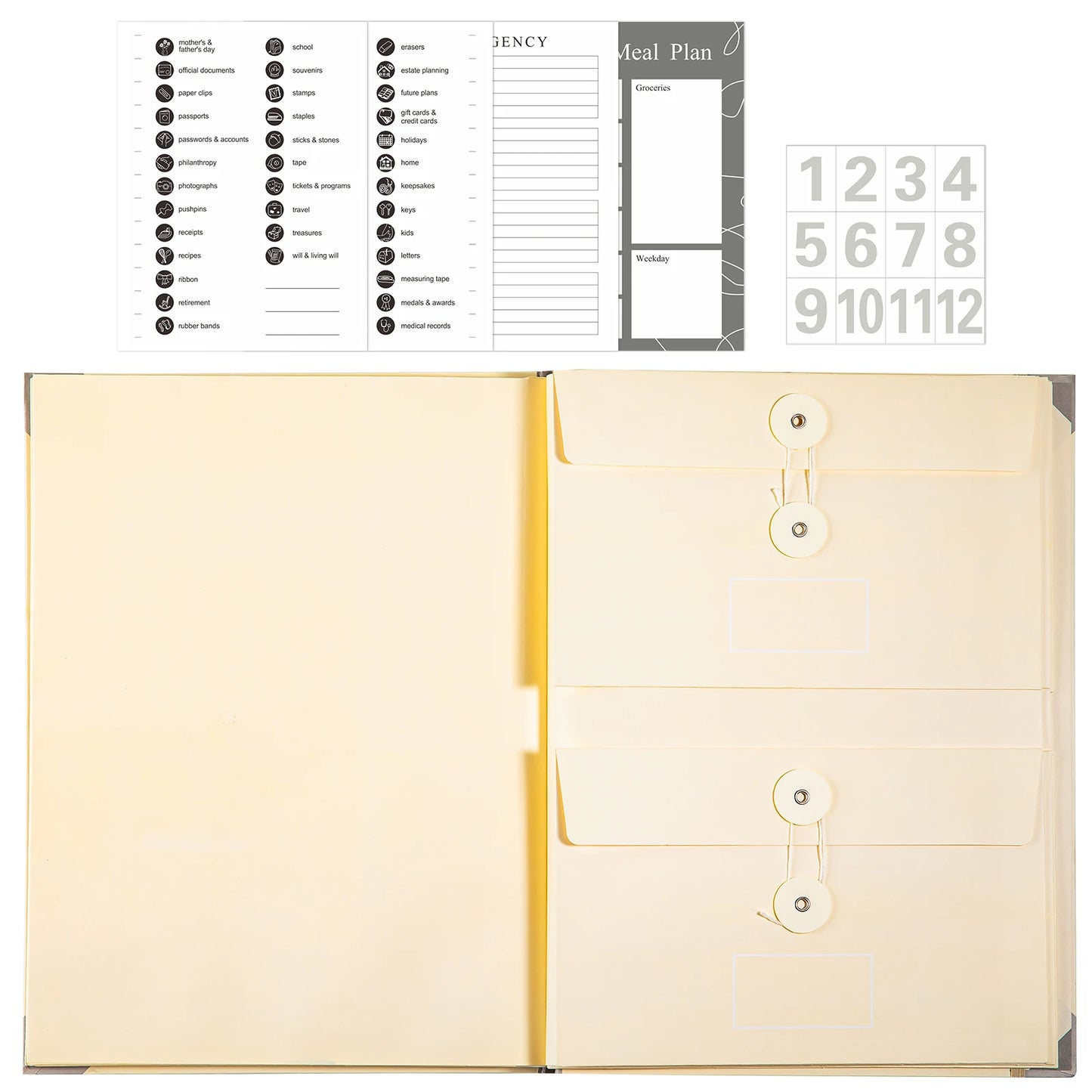 Document Organizer Folio with 12 Pockets Envelopes in Case I Go Missing Binder Important FileOrganizer Comes Labels Sticker
