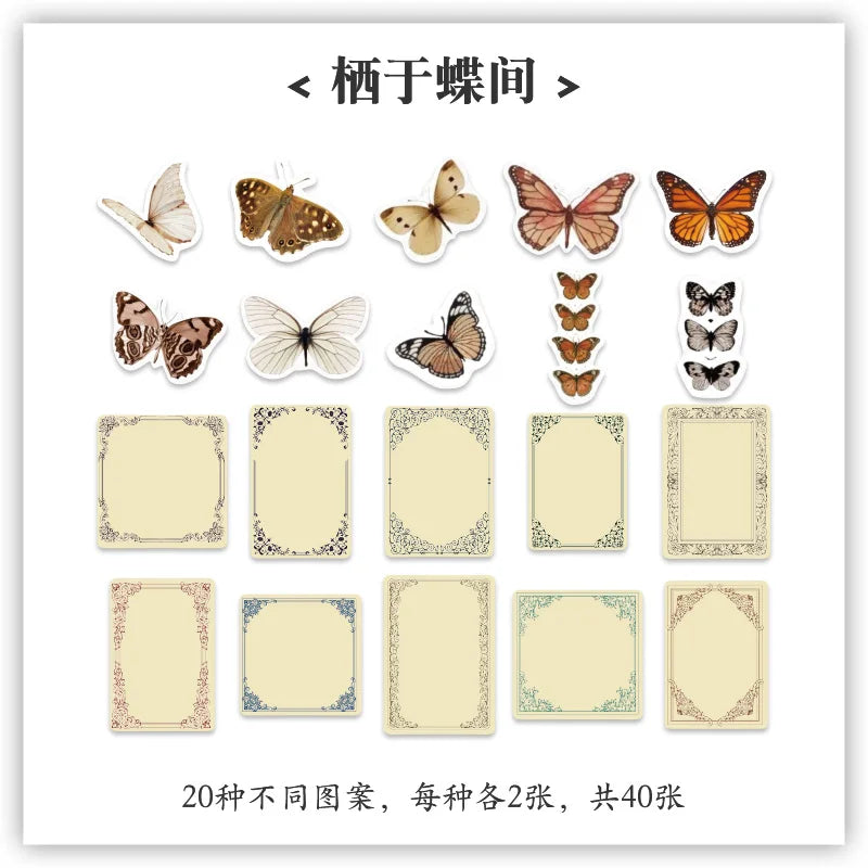 JIANQI 40pcs/pack Vintage Washi Paper Stickers Kit for DIY Scrapbooking Art Collage Album Creative Stationery Craft Stickers
