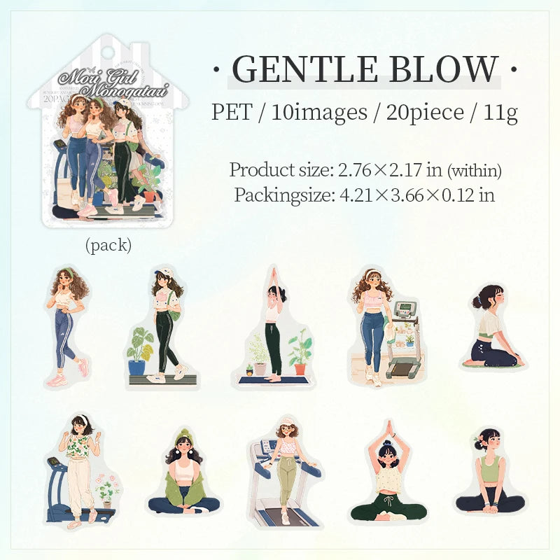 JIANQI 20pcs Girl's life Stickers Aesthetic Landscape Decorative Scrapbooking Diary Album Collage material junk journal supplies