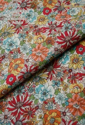 145x50cm Pastoral Floral Poplin Cotton Fabric DIY Children's Wear Cloth Make Bedding Quilt Decoration Home