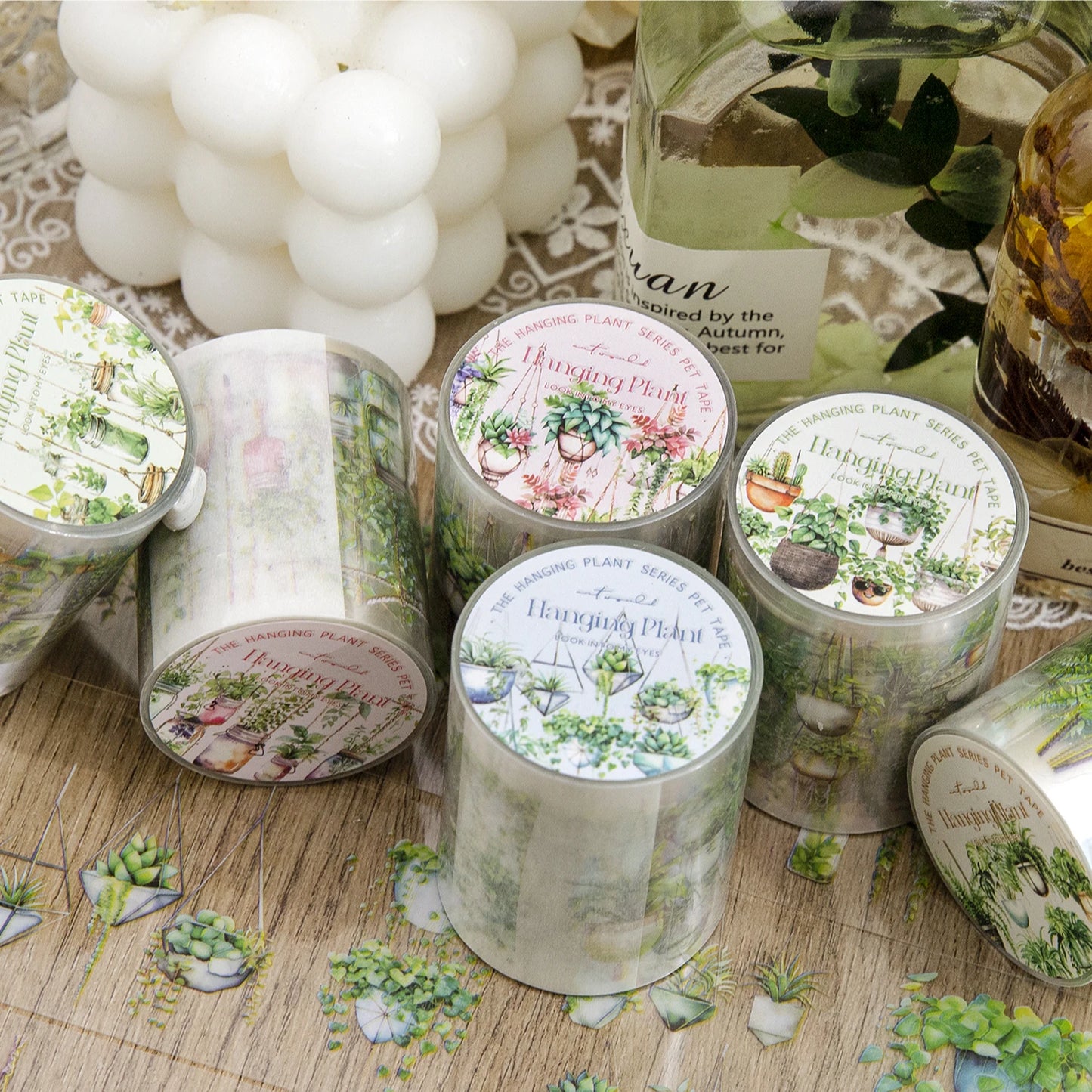 JIANQI 50mm*2m PET Tapes Plant suspension DIY Scrapbooking Decor Photo Album Collage Junk Journal Materials Aesthetics Stickers