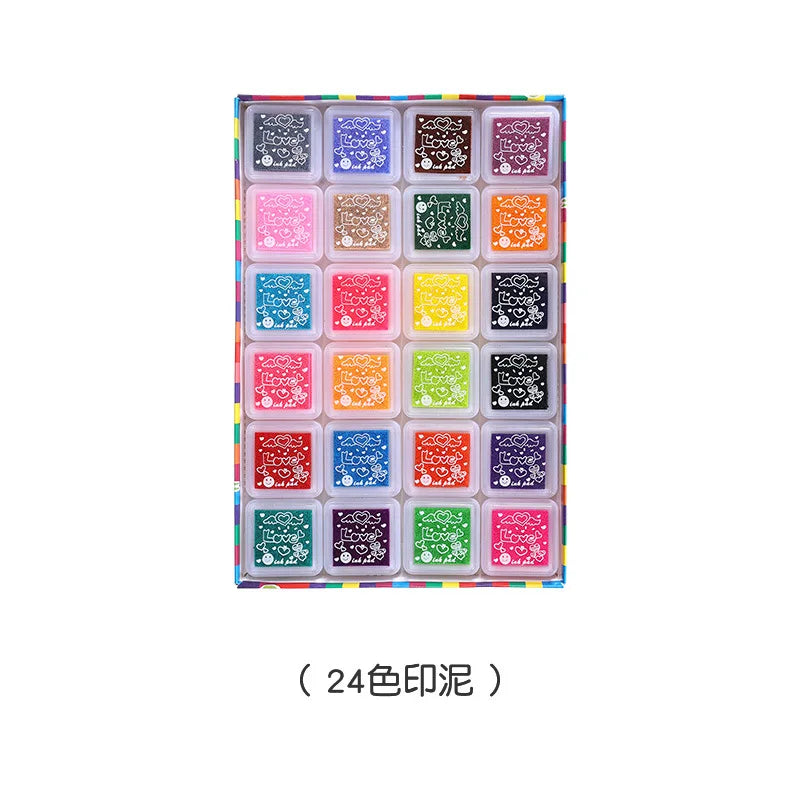 3cm*3cm 12/24Colourful Pads Multi-colored Stamp Pads Creative Rainbow Inkpad Rubber Stamp Oil for DIY Craft Scrapbooking Ink Pad