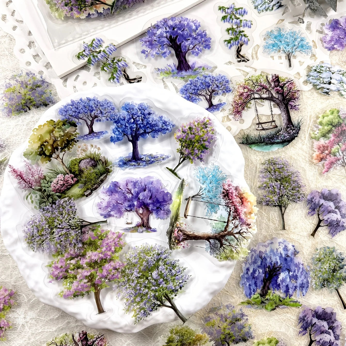 JIANQI 40pcs/pack Many Tree Materials stickers Four Season Decor DIY Hand Account Diary Scrapbooking Album Stickers Craft