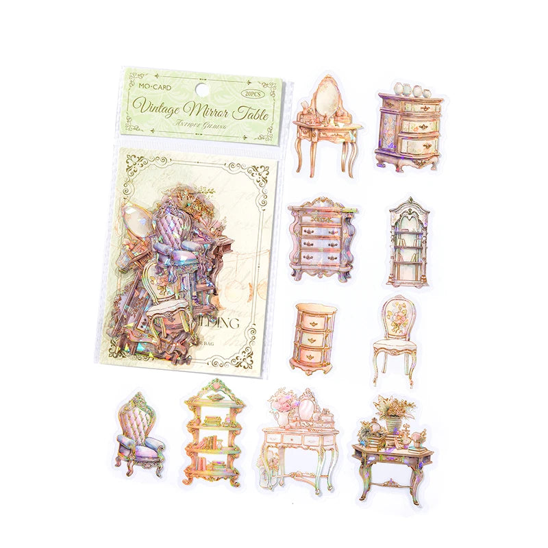 JIANQI 20pcs/pack Twinkle PET Stickers Gold Foil DIY Scrapbooking Planner Collage Stationery Aesthetics Decor Flower Stickers