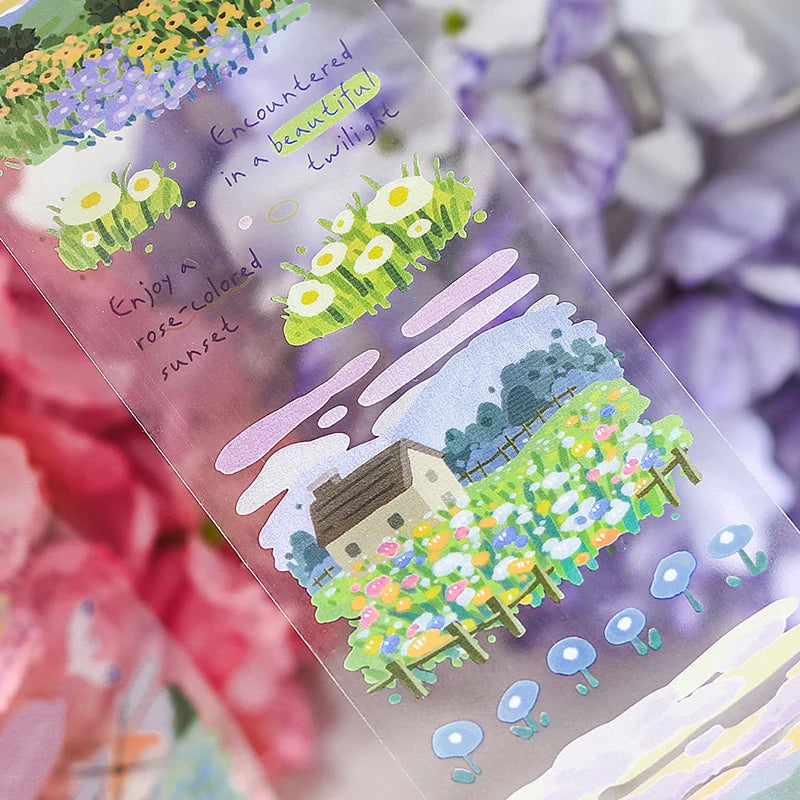 JIANQI 50mm*3m Road scenery series tape PET Material Scrapbooking Stickers Stationery Supplies Decorative DIY Sticker