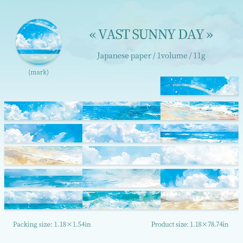 JIANQI 30mm*2m Sky and Sea landscape Tapes DIY Scrapbooking Decor Photo Album Collage Journalling Materials Stickers