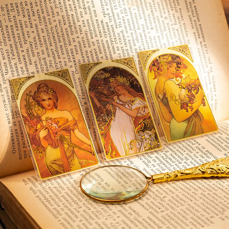 10 pcs Mucha theme Stickers pack Diy Decorative Scrapbooking Diary Album Stationery Collage material junk journal supplies