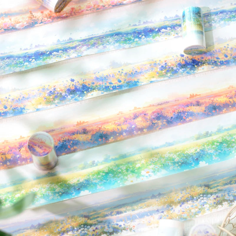 JIANQI 74mm*2m PET Tapes Spring Flower Sea DIY Scrapbooking Decor Photo Album Collage Junk Journal Materials Aesthetics Stickers