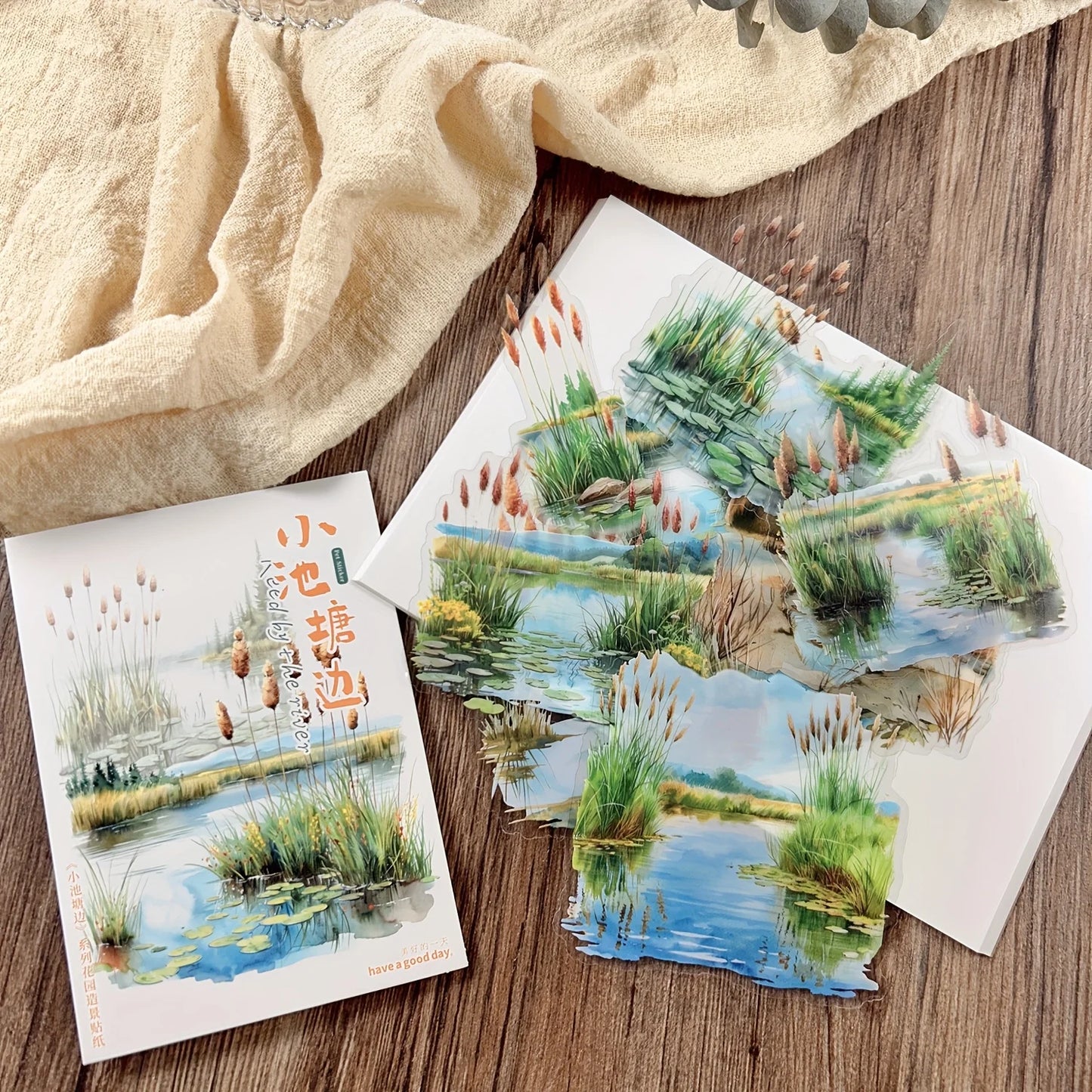 10 pcs Large Size Pond and Lake Landscape Stickers For DIY Scrapbooking Planner Collage Diary Supplies Sticker Stationery