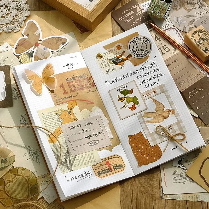 Journal 86pcs/pack DIY Scrapbooking Pack Collage Junk Journal Decor Stickers Materials Paper Combo Kit Aesthetics Stationery