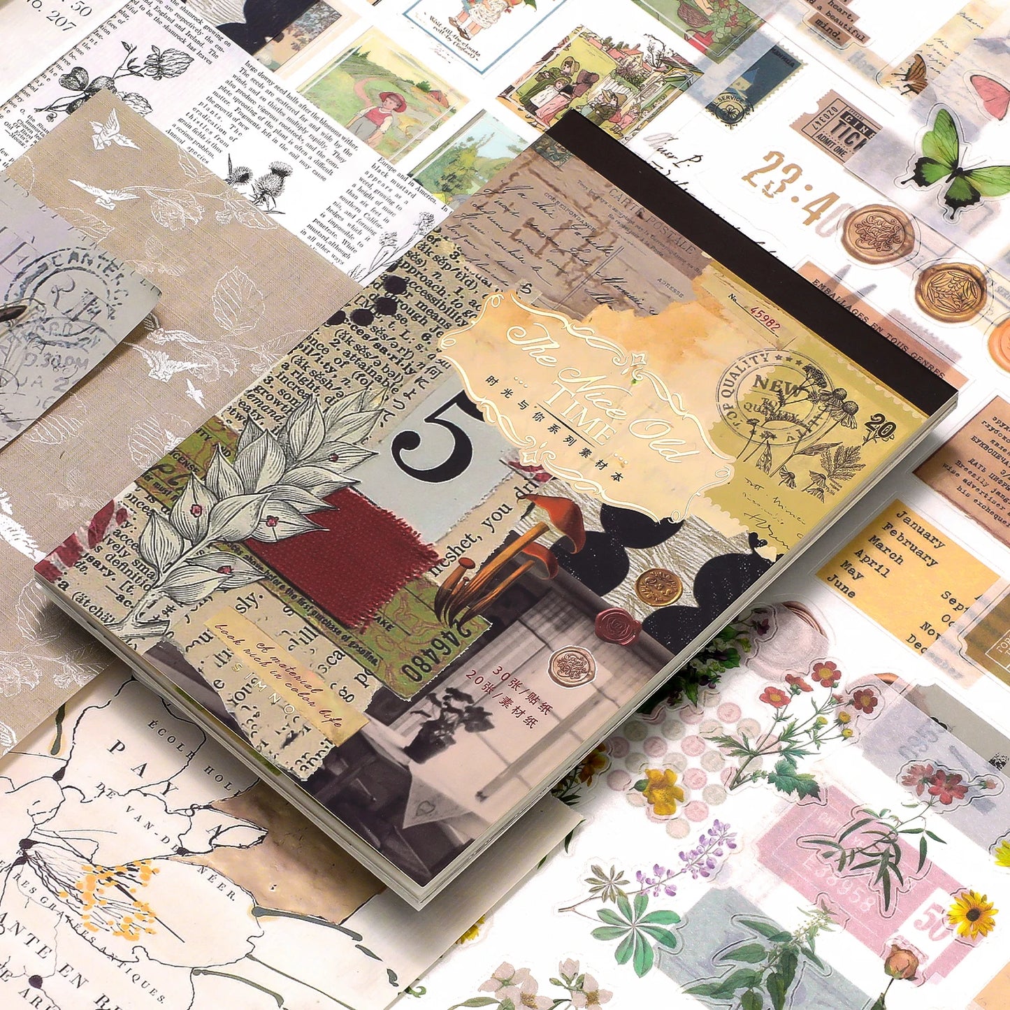 JIANQI 50 pcs Material Paper Sticker Sets Diy Scrapbooking junk journal Hand made Planner Collage material Craft Supplies