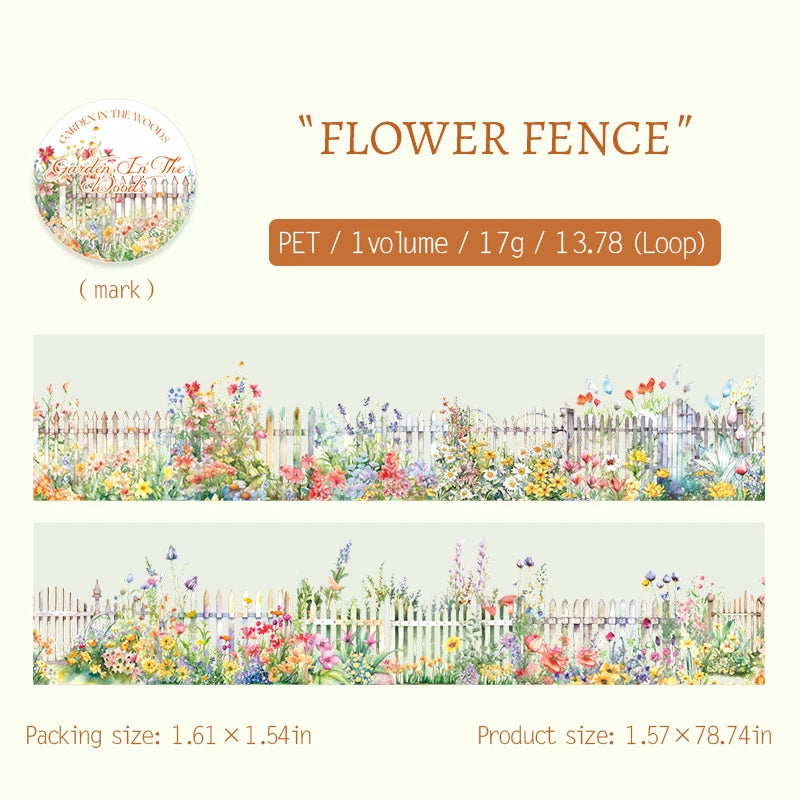 JIANQI 40mm*2m PET Tapes forest garden DIY Scrapbooking Decor Photo Album Collage Junk Journal Materials Aesthetics Stickers