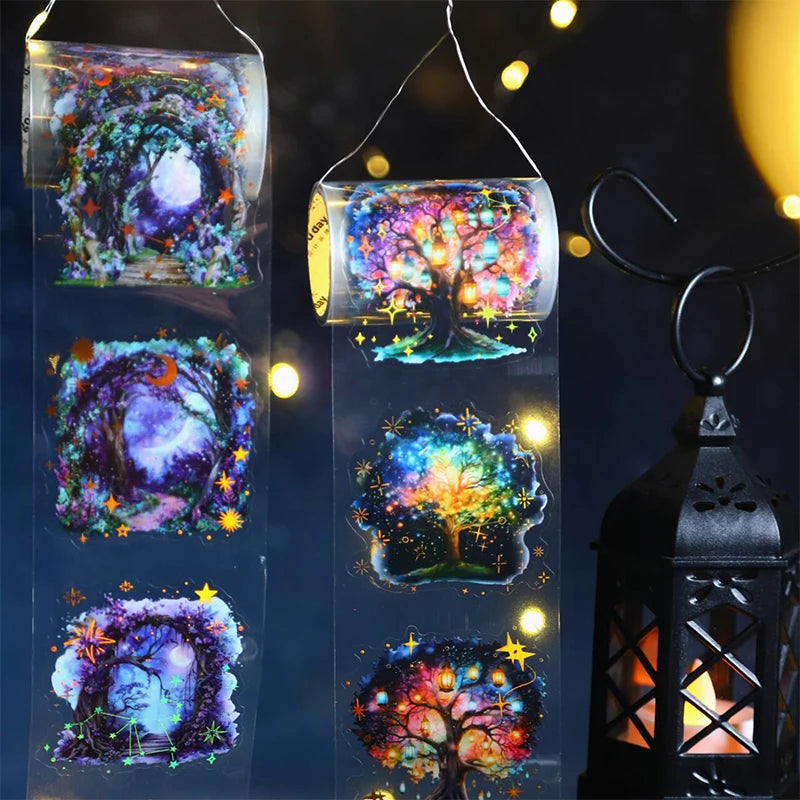 JIANQI 60mm*2m Firefly Night PET Tapes Collage Junk Journal DIY Scrapbooking School Supplies Aesthetics Decor Waterproof Tapes