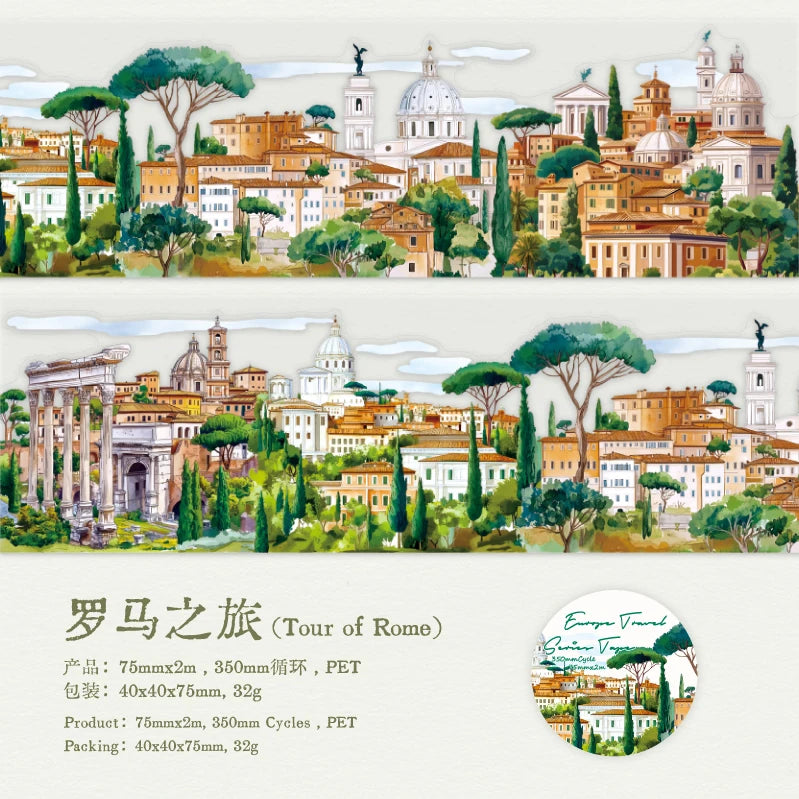 JIANQI 75mm*2m PET Large size tape Sticker Decorative collage Adhesive Diy Scrapbooking hand made Masking tapes