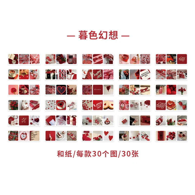 JIANQI 30pcs/pack 90patterns/pack Ins Material Stickers Book Scrapbooking Junk Journal Creative Stationery DIY Deco Stickers