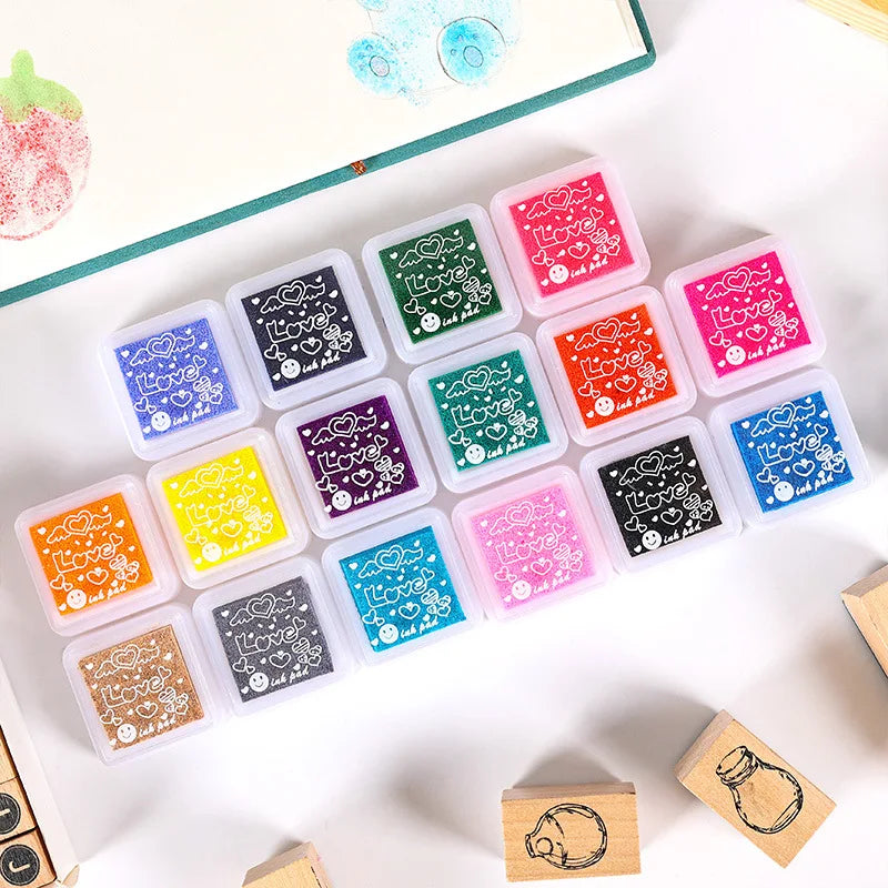 3cm*3cm 12/24Colourful Pads Multi-colored Stamp Pads Creative Rainbow Inkpad Rubber Stamp Oil for DIY Craft Scrapbooking Ink Pad