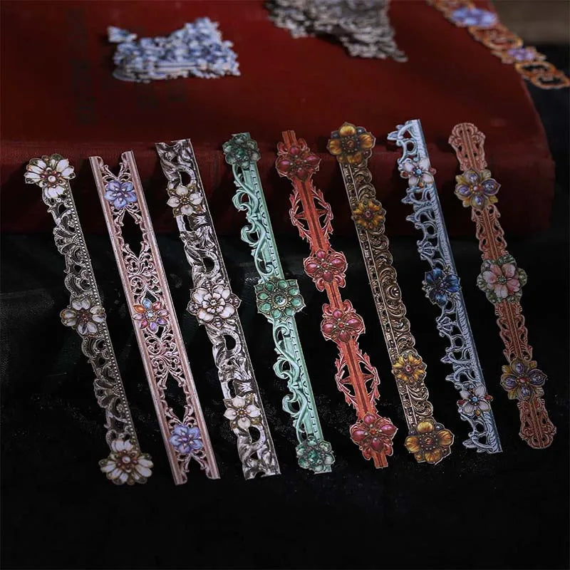 JIANQI 20pcs Strip Corner Sticker Pack baroque style Junk Journal DIY Scrapbooking School Supplies Collage Stationery Stickers