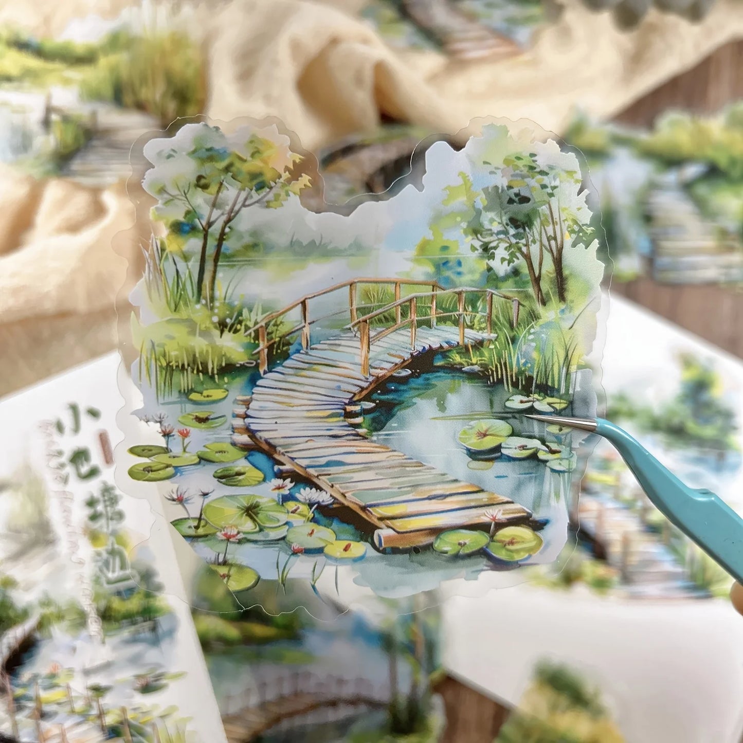 10 pcs Large Size Pond and Lake Landscape Stickers For DIY Scrapbooking Planner Collage Diary Supplies Sticker Stationery
